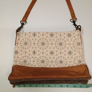 Myra Bag Cream and Brown Floral Shoulder Bag